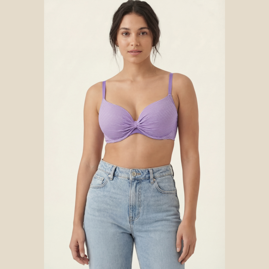 Pack of 4 Striped Padded Bra & Panty Sets – Chain Strap Style